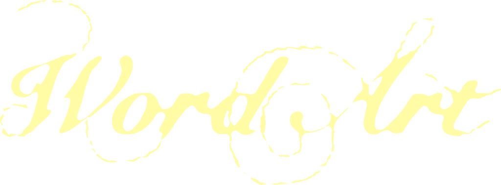 The Word Art logotype with spiral embellishments in a pale yellow color.
